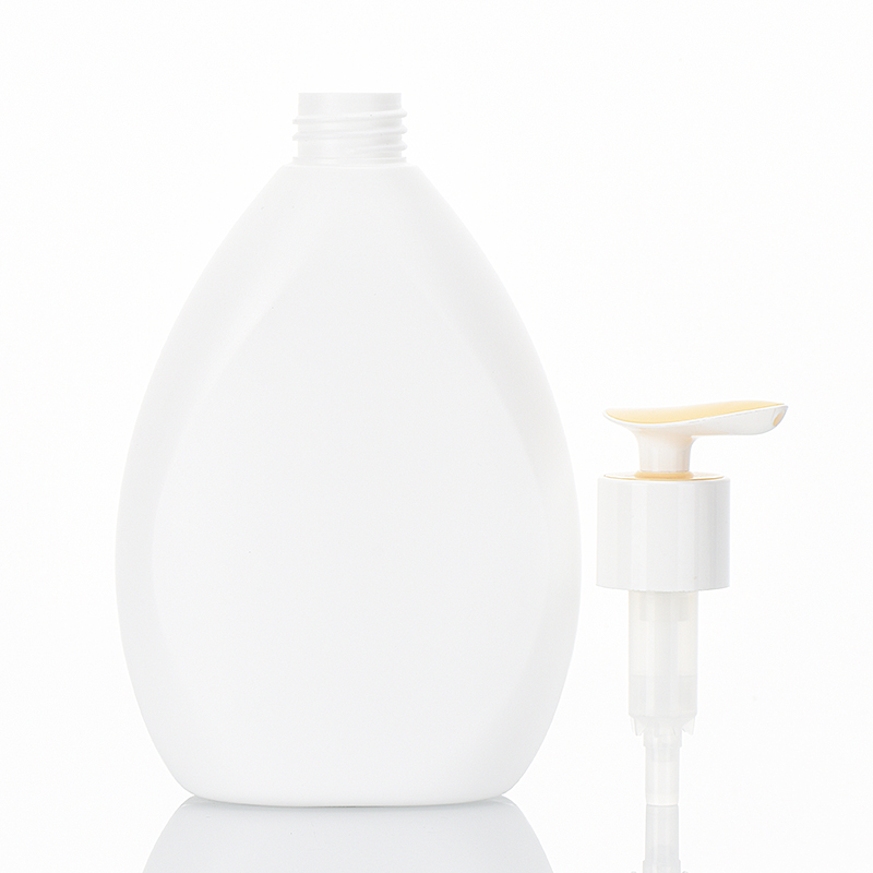 Flat Shape HDPE Bottle Set Packaging With Pump Used For Shampoo Products 300ml