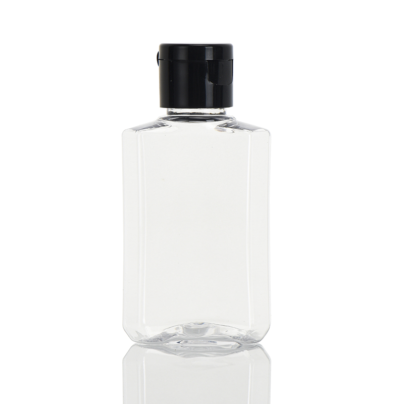 Hot Sale New Design Square Transparent Bottle With Flip Top Cap 60ml 