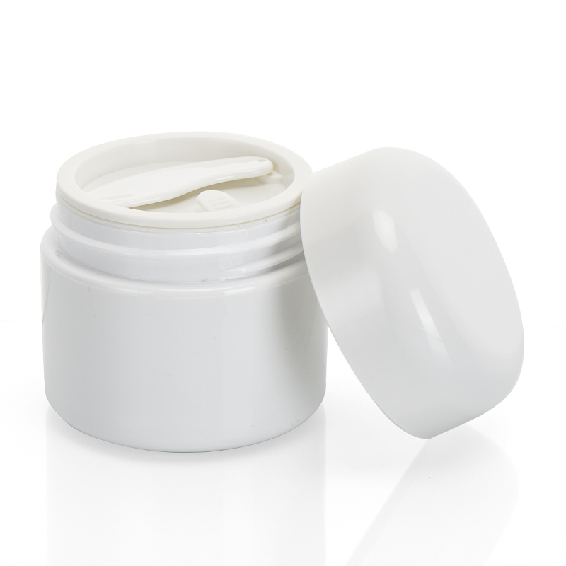 Usual Single Wall White Plastic Glossy Finish Jar with Screw Cover Wide Mouth